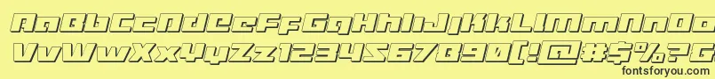 Fonte Turbocharge3Dital – fontes pretas em um fundo amarelo