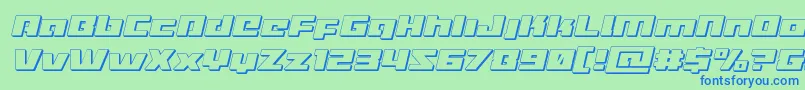 Turbocharge3Dital-fontti – siniset fontit vihreällä taustalla