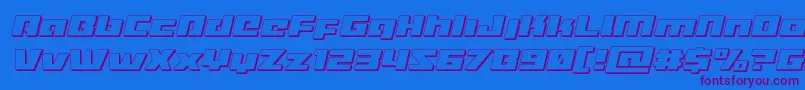 Weitere Informationen zur Turbocharge3Dital-Schriftart Turbocharge3Dital-Schriftart – Violette Schriften auf blauem Hintergrund