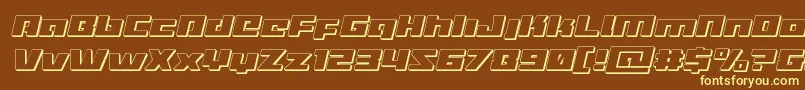 Turbocharge3Dital-Schriftart – Gelbe Schriften auf braunem Hintergrund