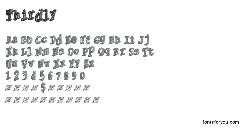 Schriftart Thirdly – Alphabet, Zahlen, spezielle Symbole