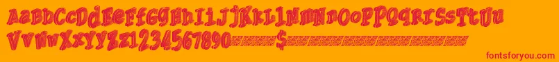 フォントThirdly – オレンジの背景に赤い文字