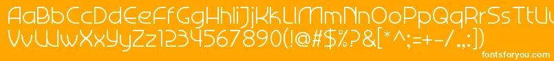 C7nazara-Schriftart – Weiße Schriften auf orangefarbenem Hintergrund