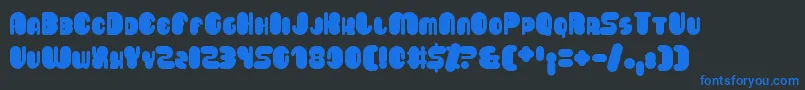 Saveloy-Schriftart – Blaue Schriften auf schwarzem Hintergrund