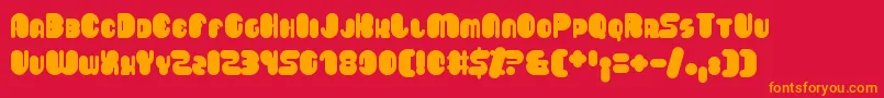 フォントSaveloy – 赤い背景にオレンジの文字
