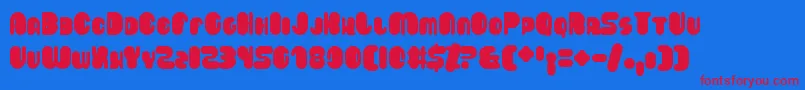 Saveloy Font – Red Fonts on Blue Background