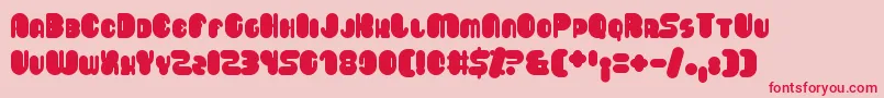 Saveloy-Schriftart – Rote Schriften auf rosa Hintergrund