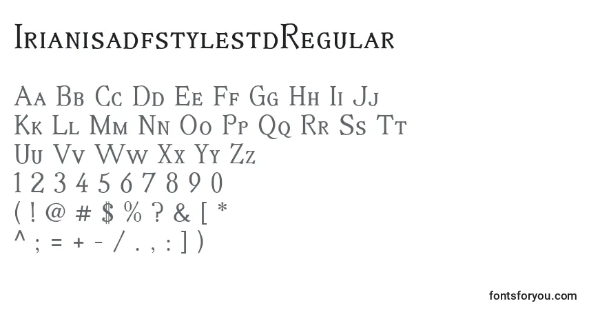 Czcionka IrianisadfstylestdRegular – alfabet, cyfry, specjalne znaki