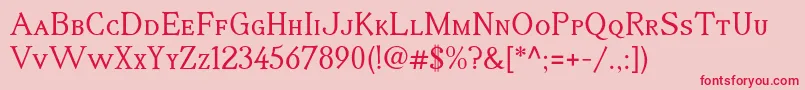 フォントIrianisadfstylestdRegular – ピンクの背景に赤い文字