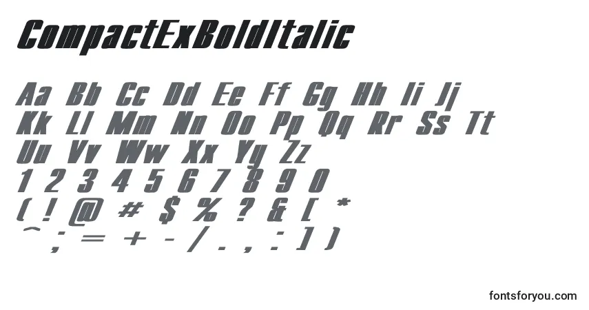 CompactExBoldItalic Font – alphabet, numbers, special characters