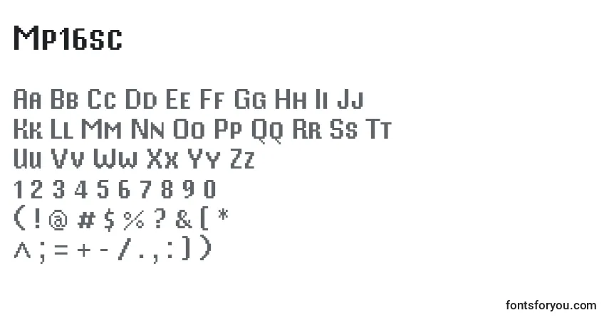 Schriftart Mp16sc – Alphabet, Zahlen, spezielle Symbole