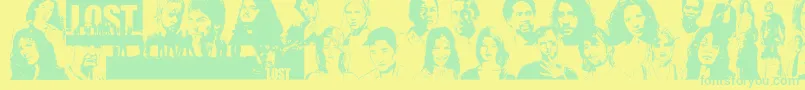 LostForever-Schriftart – Grüne Schriften auf gelbem Hintergrund
