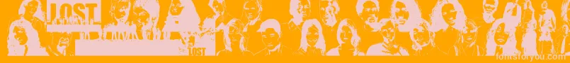 Fonte LostForever – fontes rosa em um fundo laranja