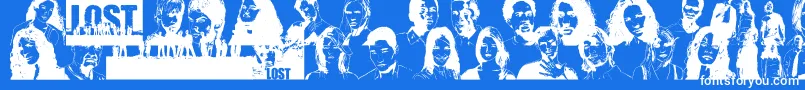 LostForever-Schriftart – Weiße Schriften auf blauem Hintergrund