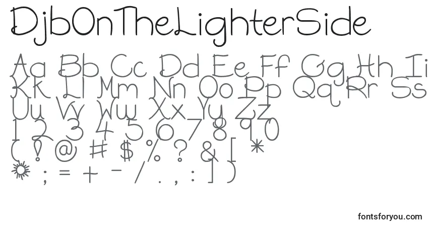 Czcionka DjbOnTheLighterSide – alfabet, cyfry, specjalne znaki