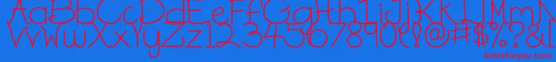 DjbOnTheLighterSide-Schriftart – Rote Schriften auf blauem Hintergrund