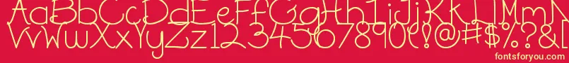 DjbOnTheLighterSide-Schriftart – Gelbe Schriften auf rotem Hintergrund
