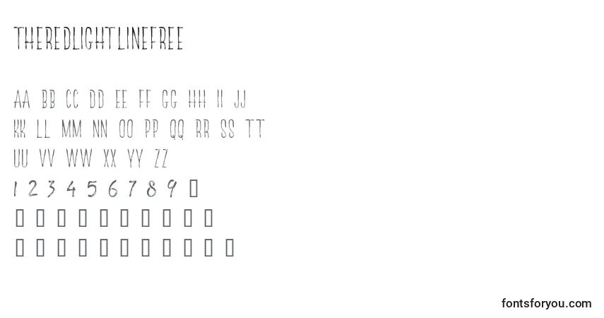 Schriftart TheRedlightLineFree (61089) – Alphabet, Zahlen, spezielle Symbole