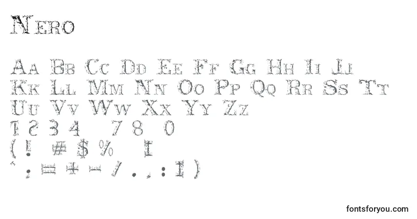Czcionka Nero – alfabet, cyfry, specjalne znaki