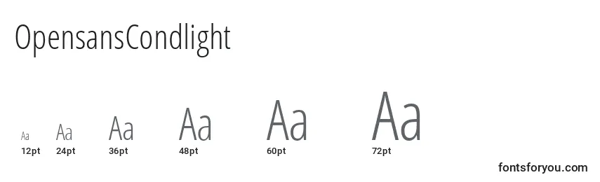 Размеры шрифта OpensansCondlight