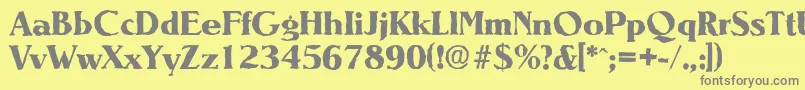 フォントNevadaantiqueXboldRegular – 黄色の背景に灰色の文字
