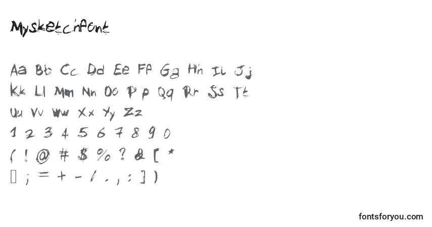 Schriftart Mysketchfont – Alphabet, Zahlen, spezielle Symbole