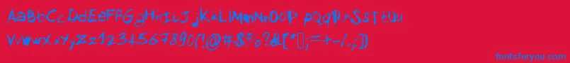 Więcej informacji o czcionce Mysketchfont Czcionka Mysketchfont – niebieskie czcionki na czerwonym tle