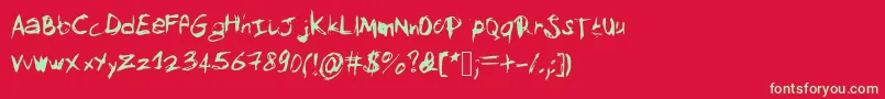 フォントMysketchfont – 赤い背景に緑の文字