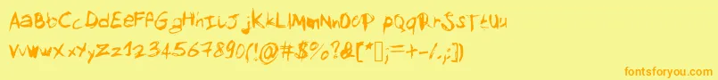 Mysketchfont-fontti – oranssit fontit keltaisella taustalla