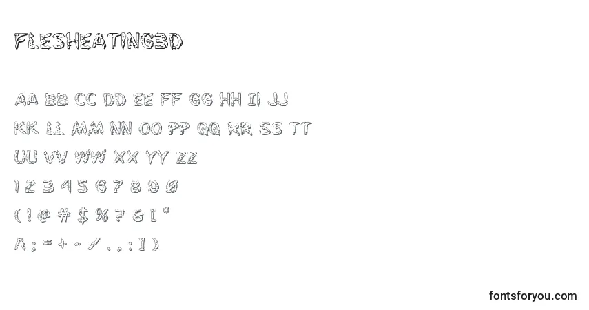 A fonte Flesheating3D – alfabeto, números, caracteres especiais
