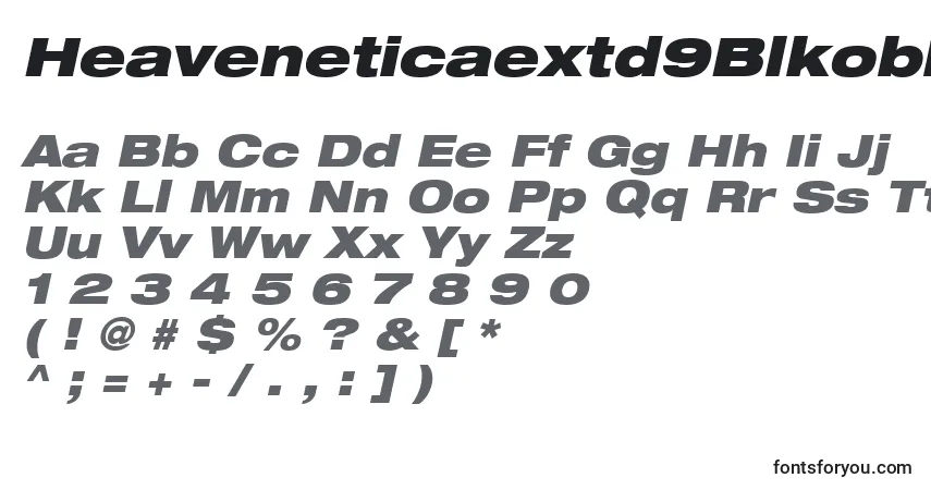 Schriftart Heaveneticaextd9Blkoblsh – Alphabet, Zahlen, spezielle Symbole