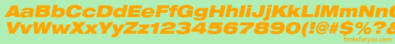 Heaveneticaextd9Blkoblsh Font – Orange Fonts on Green Background