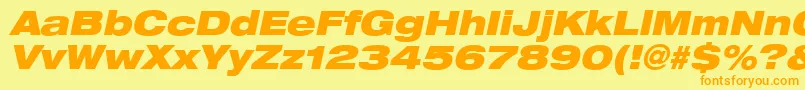 Heaveneticaextd9Blkoblsh Font – Orange Fonts on Yellow Background