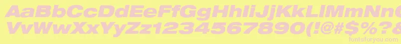 Heaveneticaextd9Blkoblsh Font – Pink Fonts on Yellow Background