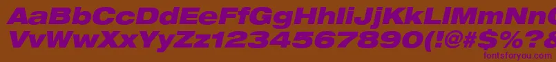 Heaveneticaextd9Blkoblsh Font – Purple Fonts on Brown Background
