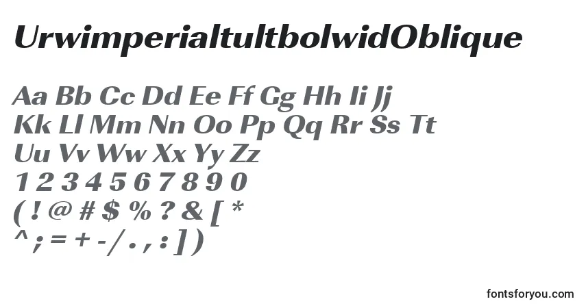 A fonte UrwimperialtultbolwidOblique – alfabeto, números, caracteres especiais