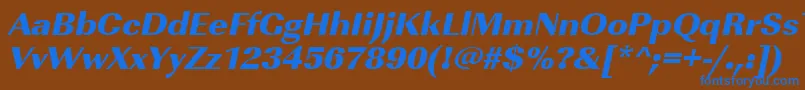 Czcionka UrwimperialtultbolwidOblique – niebieskie czcionki na brązowym tle