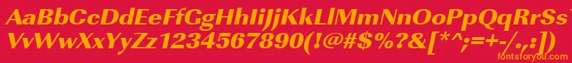 フォントUrwimperialtultbolwidOblique – 赤い背景にオレンジの文字