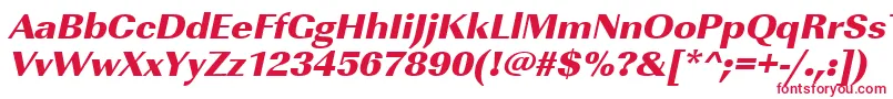 フォントUrwimperialtultbolwidOblique – 白い背景に赤い文字