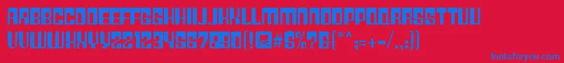 Plast28 Font – Blue Fonts on Red Background
