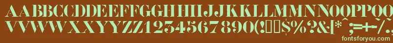 フォントRoadcase – 緑色の文字が茶色の背景にあります。