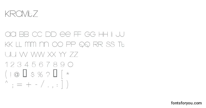 A fonte Kravitz – alfabeto, números, caracteres especiais
