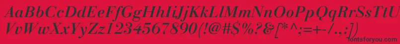 LinotypegianottenMediumitalic Font – Black Fonts on Red Background