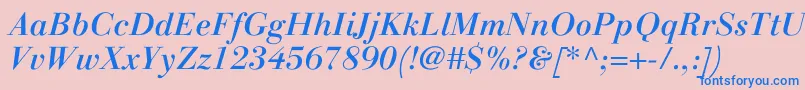LinotypegianottenMediumitalicフォントについての詳細 フォントLinotypegianottenMediumitalic – ピンクの背景に青い文字
