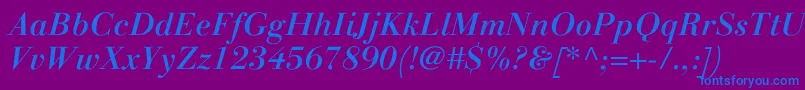 LinotypegianottenMediumitalic Font – Blue Fonts on Purple Background