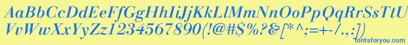 LinotypegianottenMediumitalic Font – Blue Fonts on Yellow Background