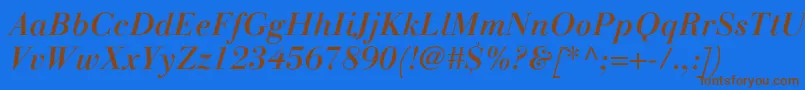 LinotypegianottenMediumitalic Font – Brown Fonts on Blue Background