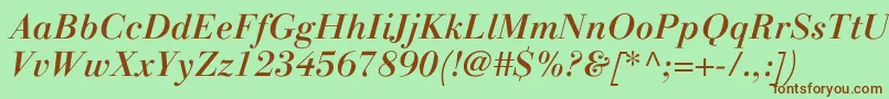 LinotypegianottenMediumitalic Font – Brown Fonts on Green Background