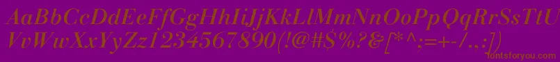LinotypegianottenMediumitalic Font – Brown Fonts on Purple Background
