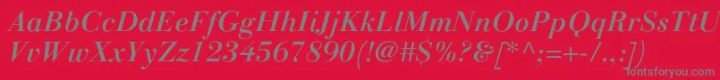 LinotypegianottenMediumitalic Font – Gray Fonts on Red Background